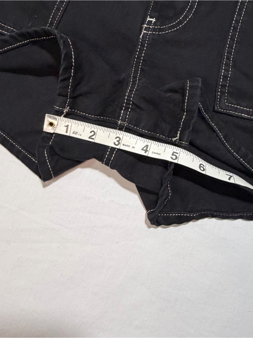 BDG Black High-Waisted Jean Shorts with Contrast Stitching - Picture 6 of 11